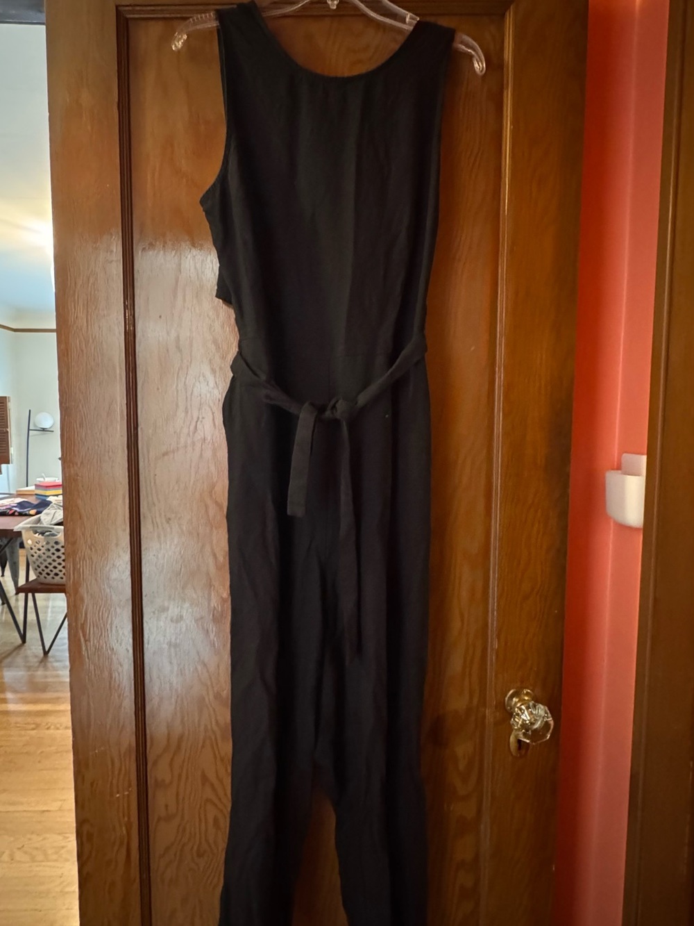 Marine Layer Black Sleeveless Tie-Belt Jumpsuit